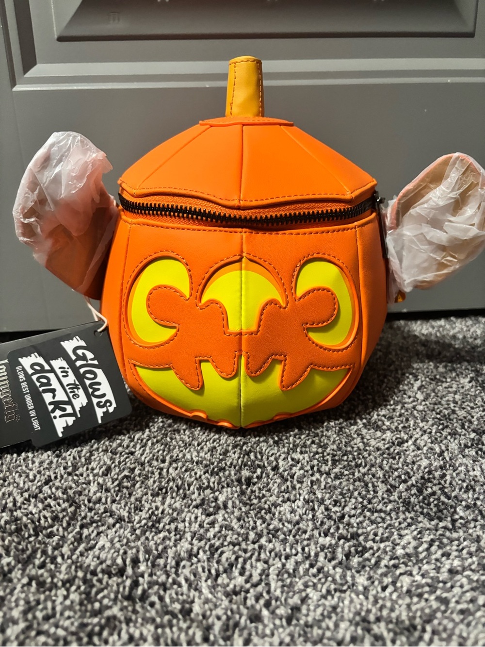 Loungefly Disney Stitch Orange & Yellow Pumpkin Crossbody Bag